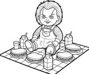 Coloriage Chucky en piquenique
