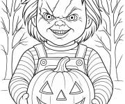Coloriage Chucky et citrouille de Halloween