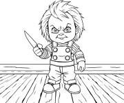 Coloriage Chucky et le couteau facile