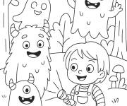 Coloriage Chucky et les monstres mignon