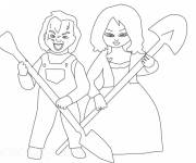 Coloriage et dessins gratuit Chucky et Tiffany facile à imprimer
