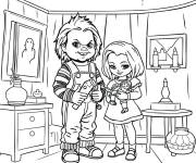 Coloriage Chucky et Tiffany pour enfants