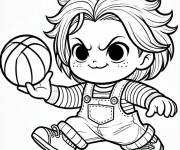 Coloriage Chucky jouant au ballon