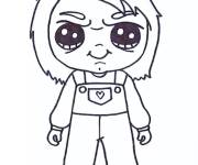 Coloriage et dessins gratuit Chucky kawaii facile à imprimer