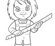 Coloriage et dessins gratuit Chucky menace avec son arme à imprimer