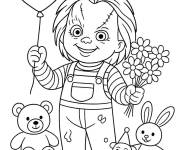 Coloriage Chucky mignon avec ces jouets