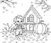 Coloriage Chucky pendant l'automne