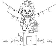 Coloriage Chucky pendant la f&ecirc;te 
