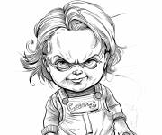 Coloriage Chucky portant une salopette
