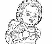 Coloriage Chucky porte son cartable