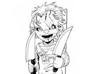 Coloriage Chucky pr&ecirc;t &agrave; attaquer