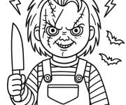 Coloriage Chucky qui fait peur