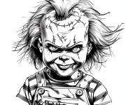 Coloriage Chucky r&eacute;aliste effrayant