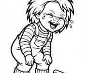 Coloriage Chucky rit de fa&ccedil;on maniaque