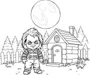 Coloriage Chucky sous la lune