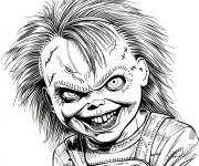 Coloriage Chucky vise le yeux sur sa victime