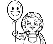 Coloriage Croquis de Chucky avec un ballon