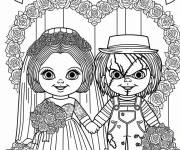 Coloriage Deux mari&eacute;s Chucky et Tiffany