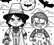 Coloriage Enfants d&eacute;guis&eacute;s en Chucky