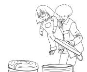 Coloriage Jake jetant Chucky dans la poubelle