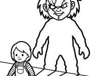 Coloriage La poup&eacute;e Chucky projette une ombre mal&eacute;fique g&eacute;ante