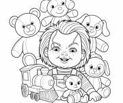 Coloriage Les jouets d'enfants autour de Chucky
