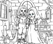 Coloriage Mari&eacute;e Chucky Tiffany