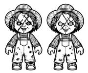 Coloriage Mod&egrave;les de Chucky portant un chapeau