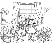 Coloriage Petits Chucky et Tiffany
