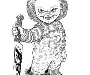 Coloriage Portrait de Chucky facile