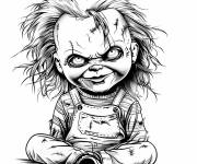 Coloriage Poup&eacute;e Chucky assise