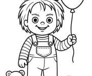 Coloriage Poup&eacute;e Chucky avec un ballon