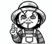 Coloriage Regard de Chucky qui te menace
