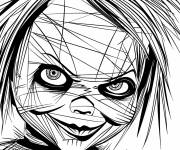 Coloriage T&ecirc;te de Chucky en abstrait