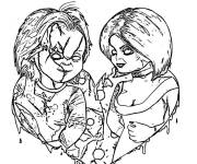 Coloriage Tiffany et Chucky en c&oelig;ur d'amour