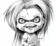 Coloriage Tiffany m&eacute;chante avec des fleurs du film Bride of Chucky
