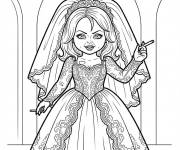 Coloriage Tiffany pose en robe de mari&eacute;e