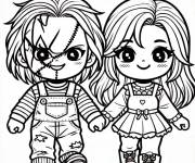 Coloriage Tiffany serre la main de Chucky