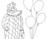 Coloriage Clown avec un seau dans la main