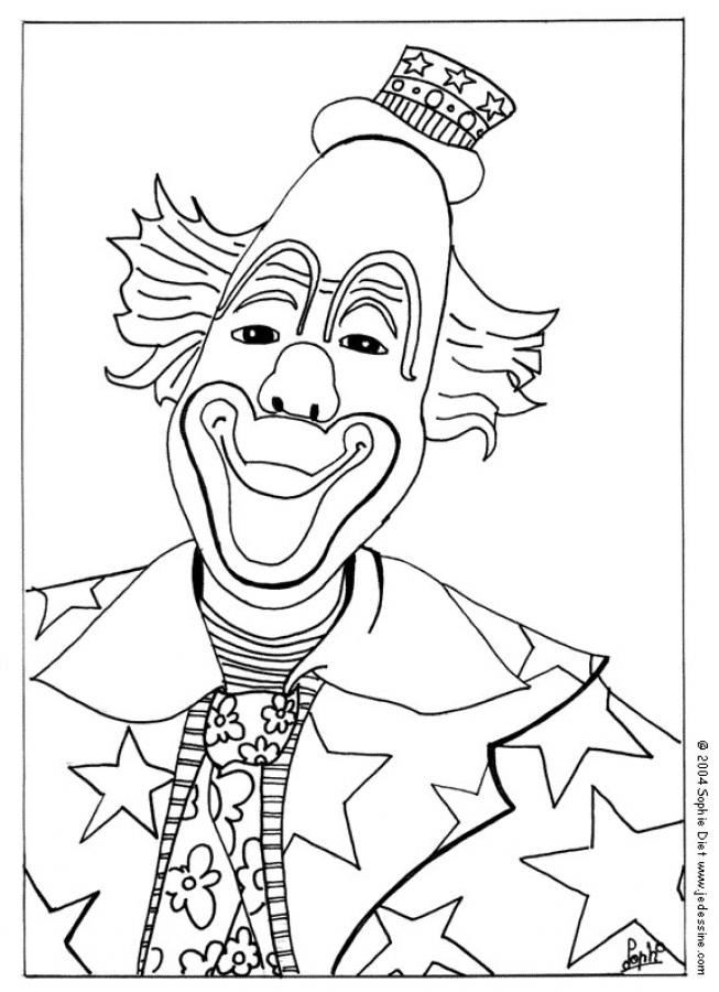 Coloriage Le clown avec un petit chapeau dessin gratuit à imprimer