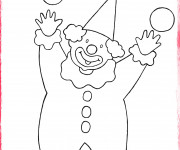 Coloriage Le clown et les quatres boules