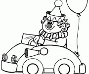 Coloriage Un clown dr&ocirc;le conduit sa voiture