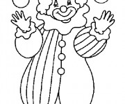 Coloriage Un clown joue avec des boules