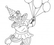Coloriage Un clown prend des ballons dans ses mains