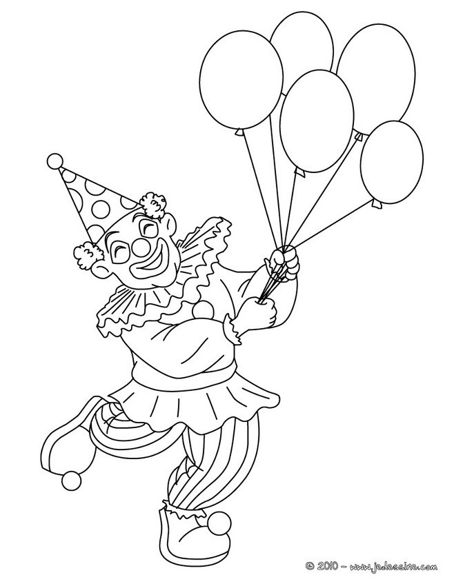Coloriage et dessins gratuits Un clown prend des ballons dans ses mains à imprimer