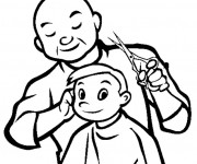 Coloriage Coiffeur et enfant