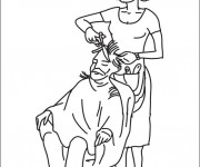 Coloriage Coiffeuse pour homme