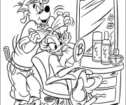 Coloriage Daisy Duck chez le coiffeur