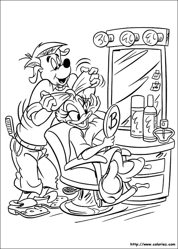 Coloriage et dessins gratuits Daisy Duck chez le coiffeur à imprimer