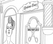 Coloriage dessin de salon de coiffure